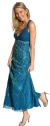 Deep V-Neck Crossed Back Sequined Long Formal Prom Dress in alternative view